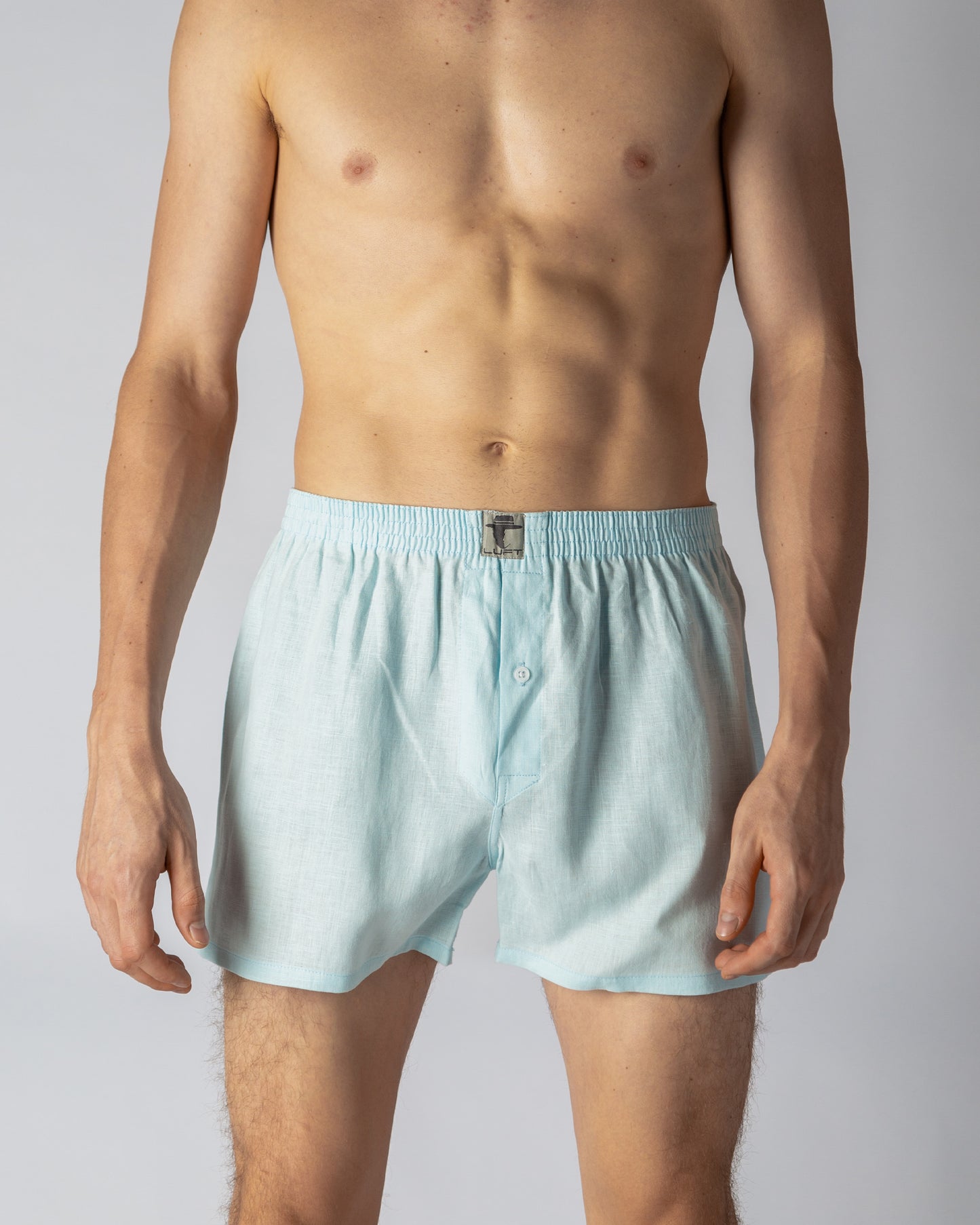 Soft and airy baby blue linen underwear designed for men’s needs.
