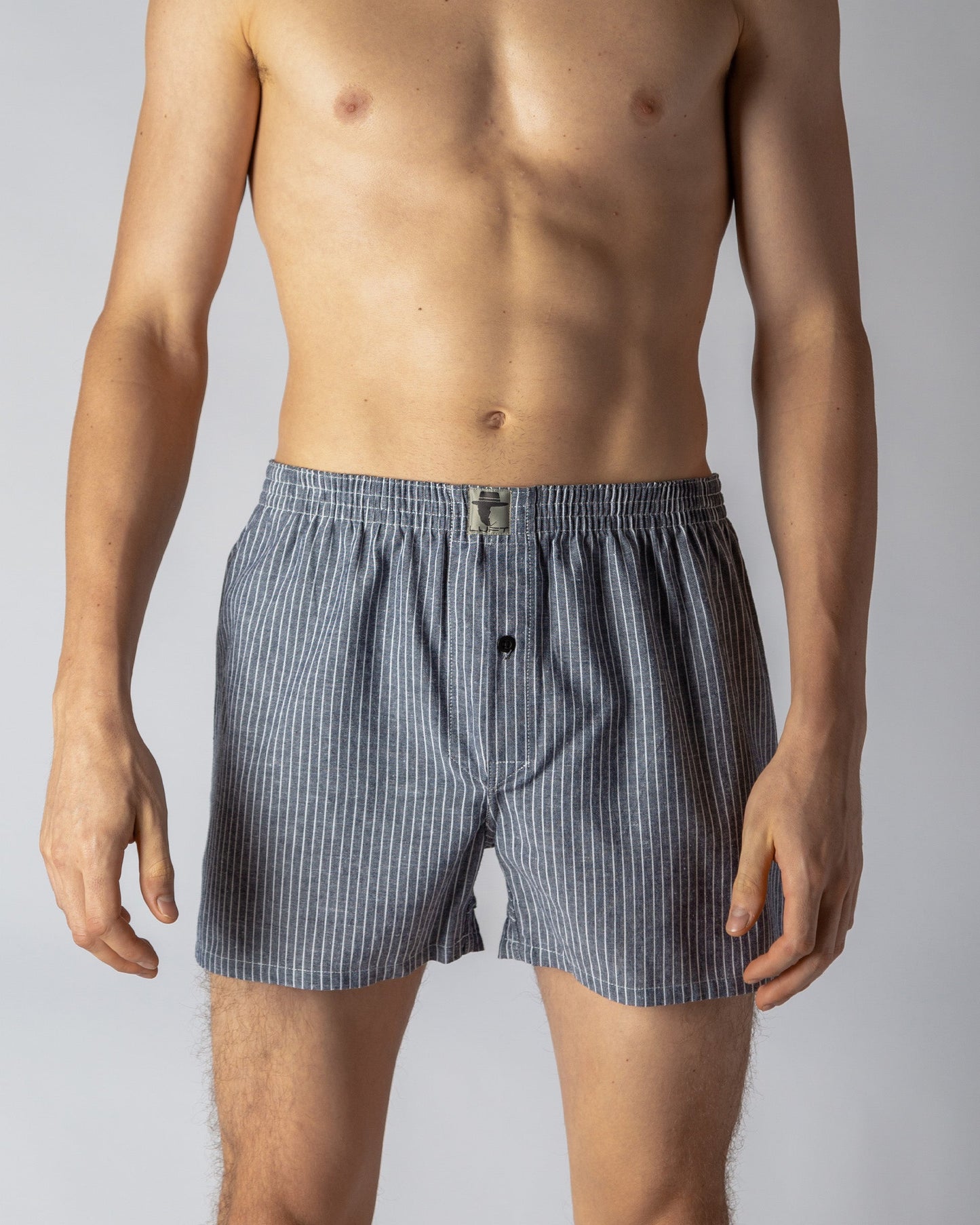 Charcoal-White 60% Linen 40% Cotton Striped