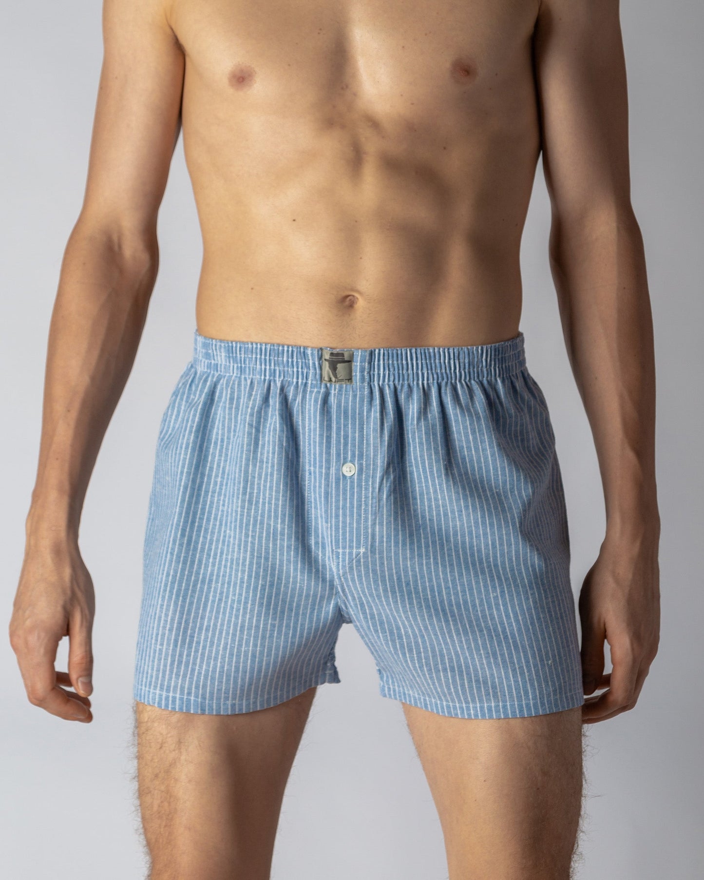 Blue-White 60% Linen 40% Cotton Striped