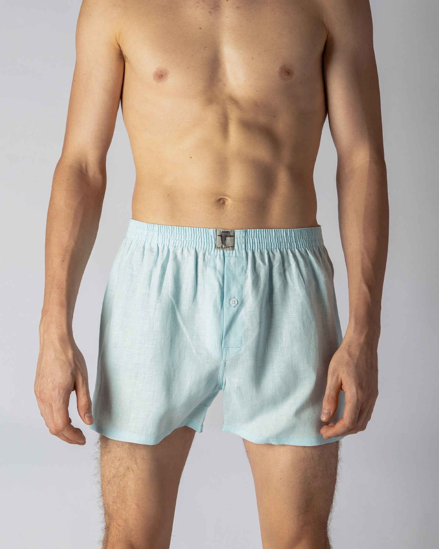 Baby Blue 100% Linen Mens Boxer Shorts
