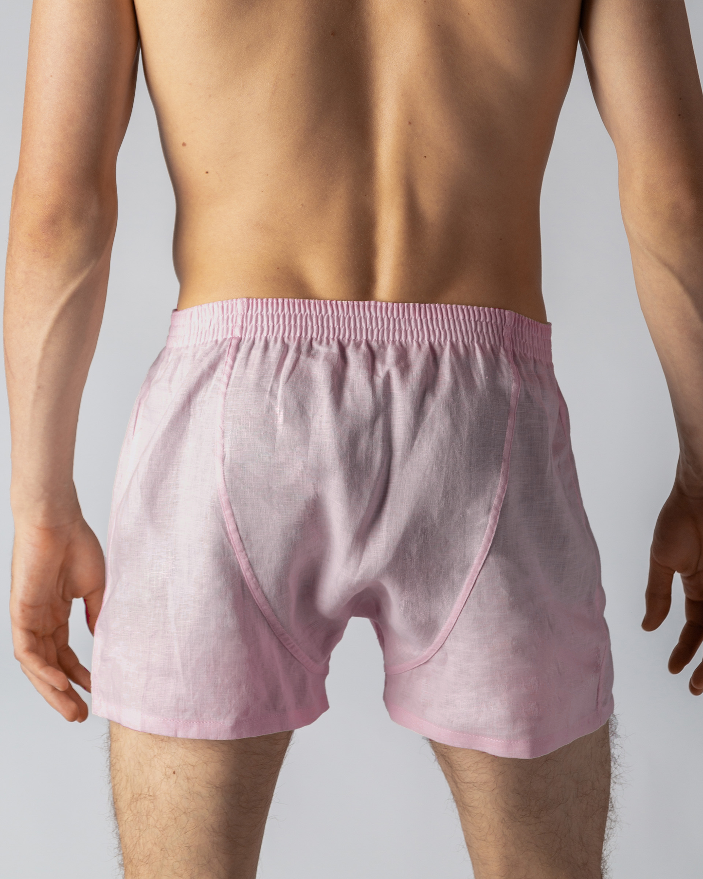 Baby Pink 100% Linen Mens Boxer Shorts