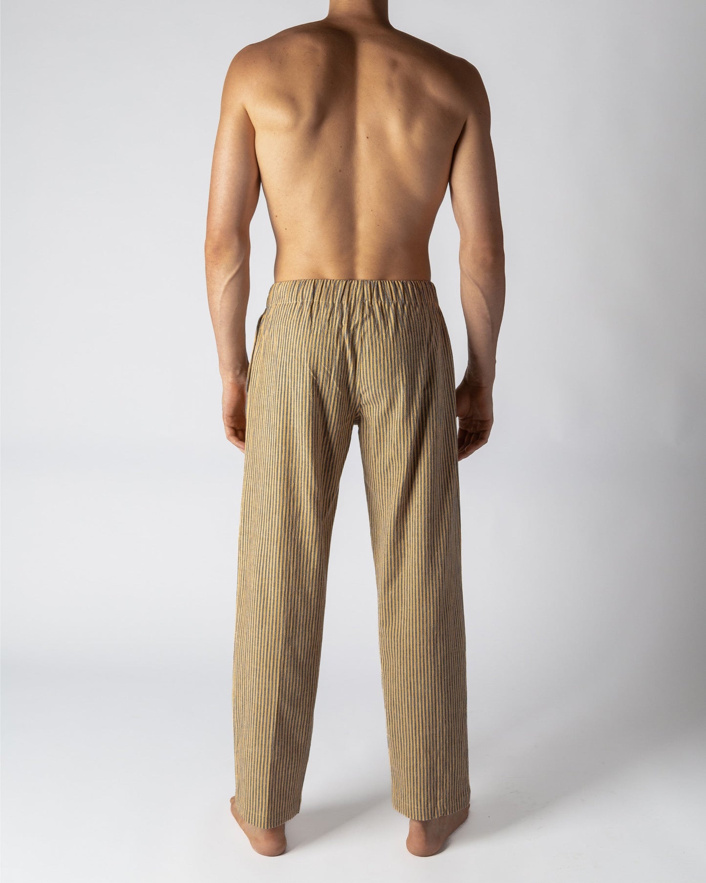 Yellow-Black 100% Cotton Men's Candy Striped Lounge Pants