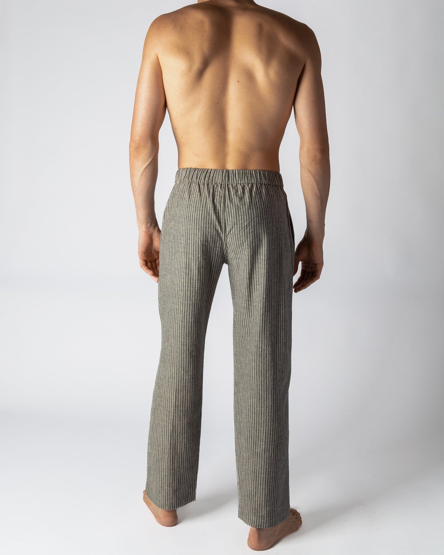 Grey-Black 100% Cotton Men's Candy Striped Lounge Pants
