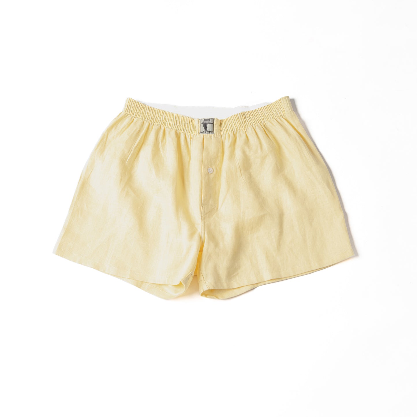 Macaroon Yellow 100% Linen Mens Boxer Shorts