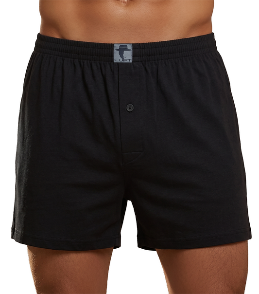Black Cotton Jersey / Spandex Boxer Shorts