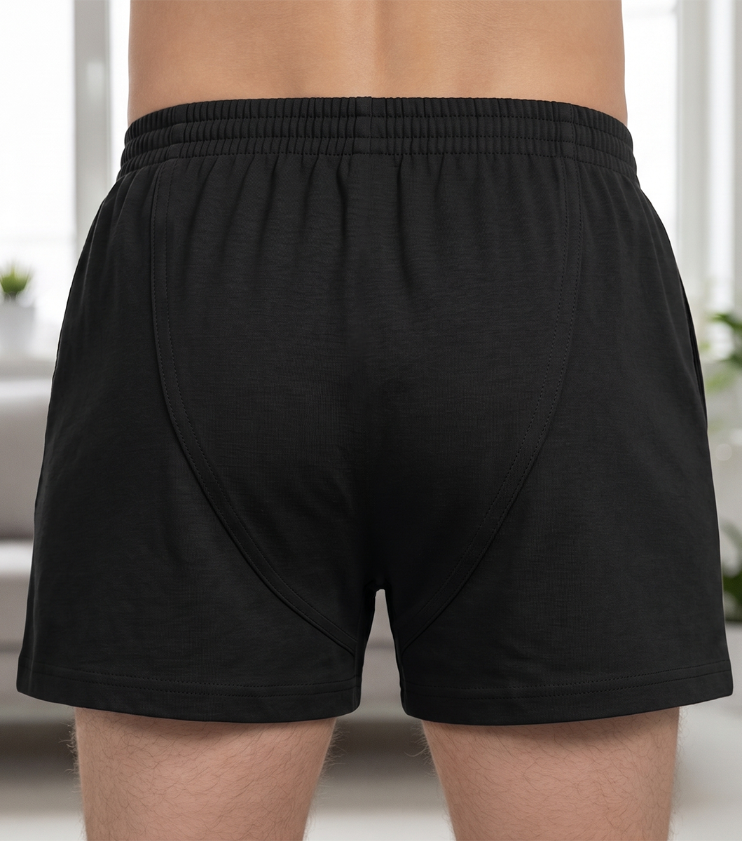 Black Cotton Jersey / Spandex Boxer Shorts