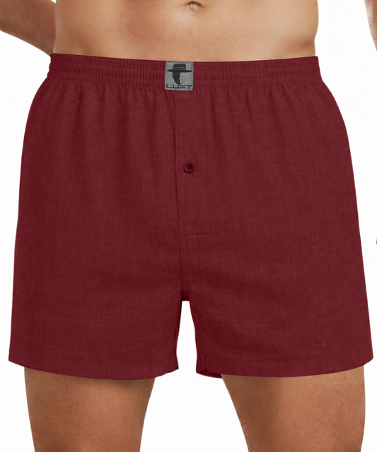 Burgundy 100% Linen Mens Boxer Shorts