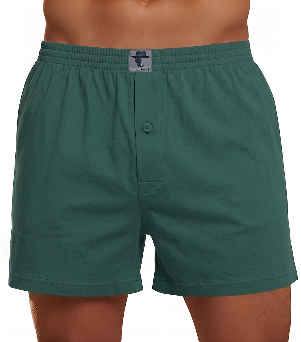 Forest Green Cotton Jersey / Spandex Boxer Shorts