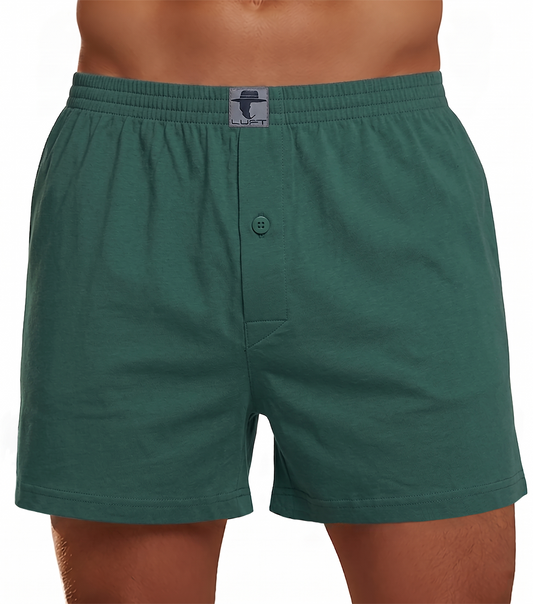 Forest Green Cotton Jersey / Spandex Boxer Shorts