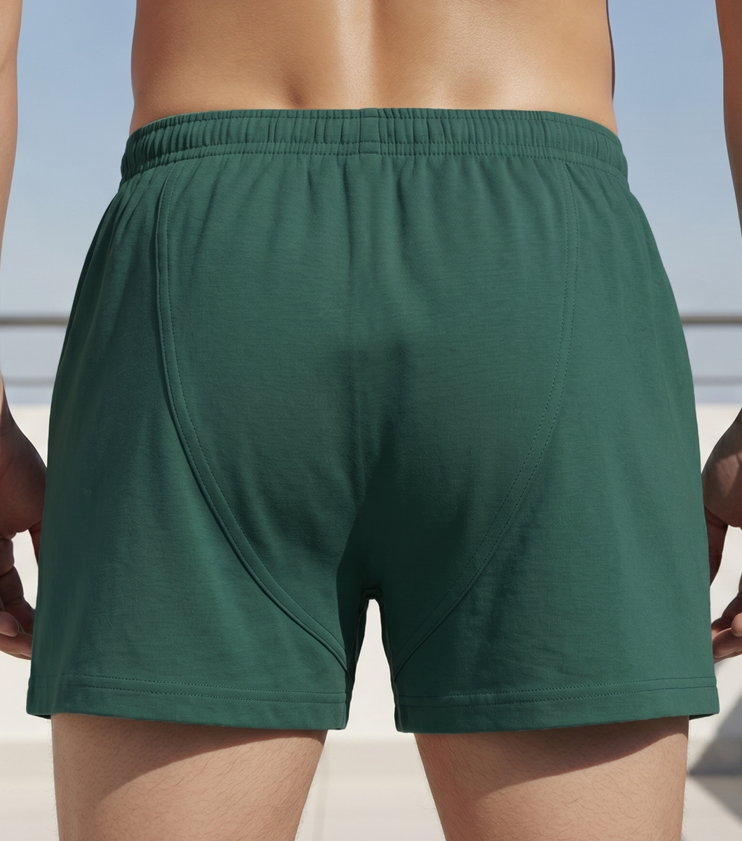 Forest Green Cotton Jersey / Spandex Boxer Shorts