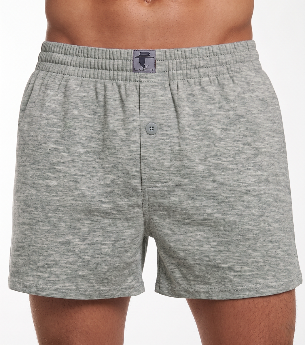 Heather Grey Cotton Jersey / Spandex Boxer Shorts