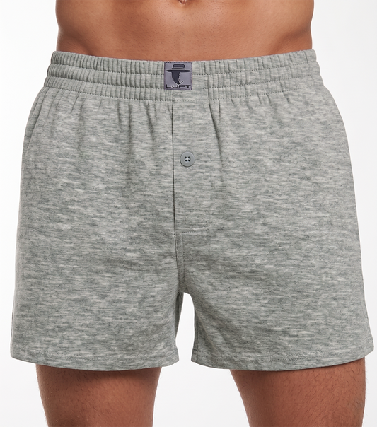 Heather Grey Cotton Jersey / Spandex Boxer Shorts