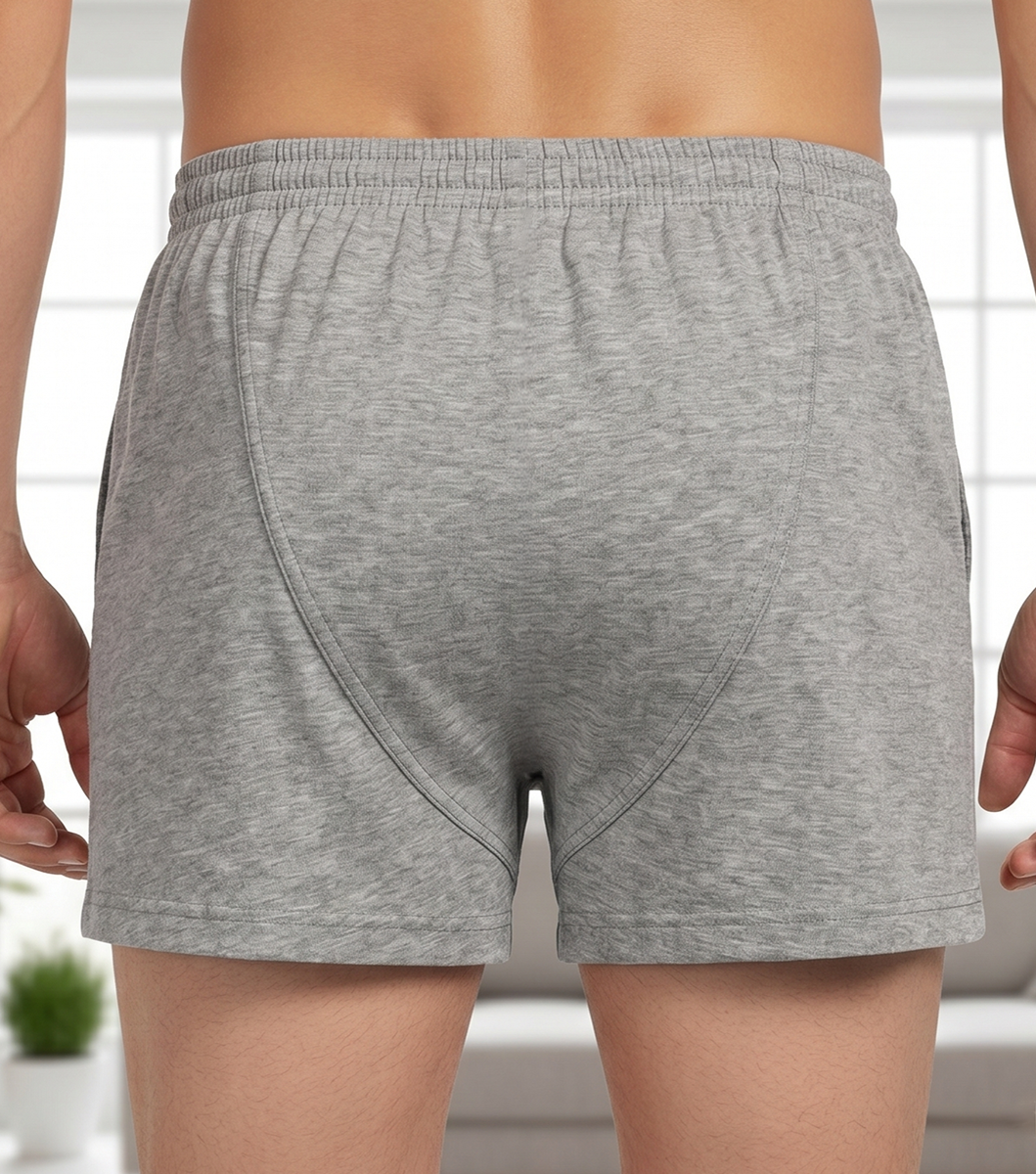 Heather Grey Cotton Jersey / Spandex Boxer Shorts