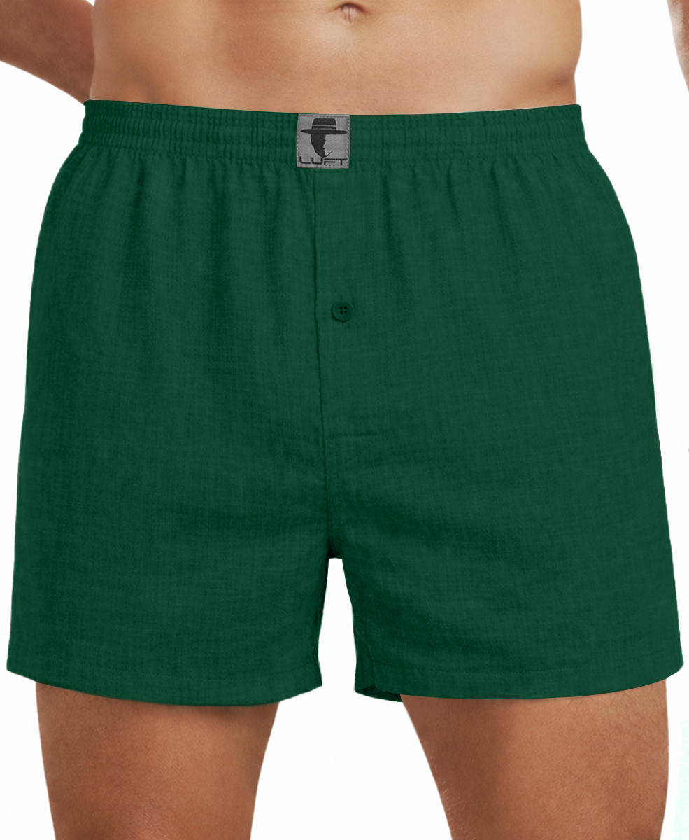 Heritage Green 100% Linen Mens Boxer Shorts