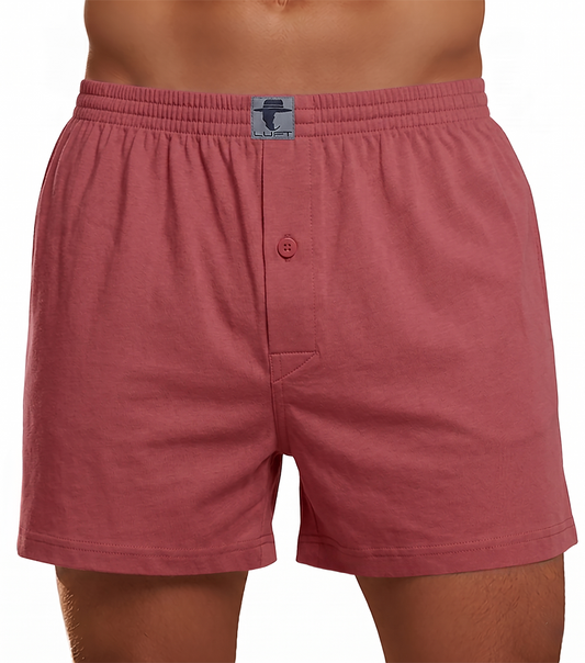 Hibiscus Red Cotton Jersey / Spandex Boxer Shorts