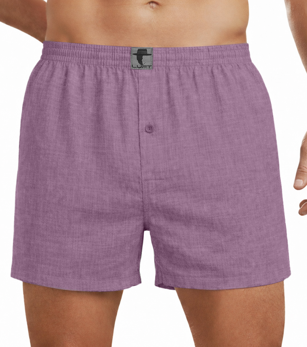 Lavender 100% Linen Mens Boxer Shorts