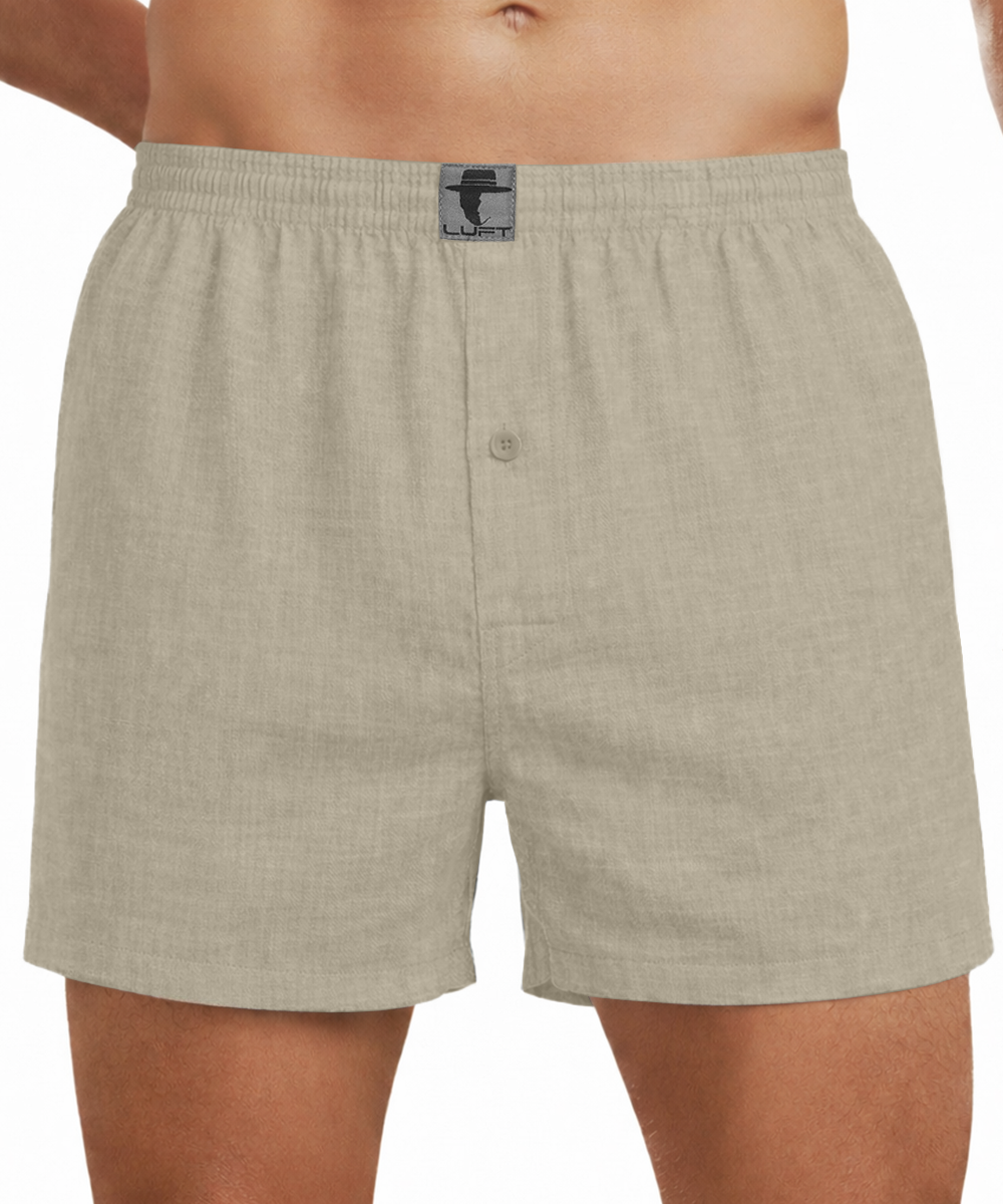 Natural Flax Beige 100% Linen Mens Boxer Shorts