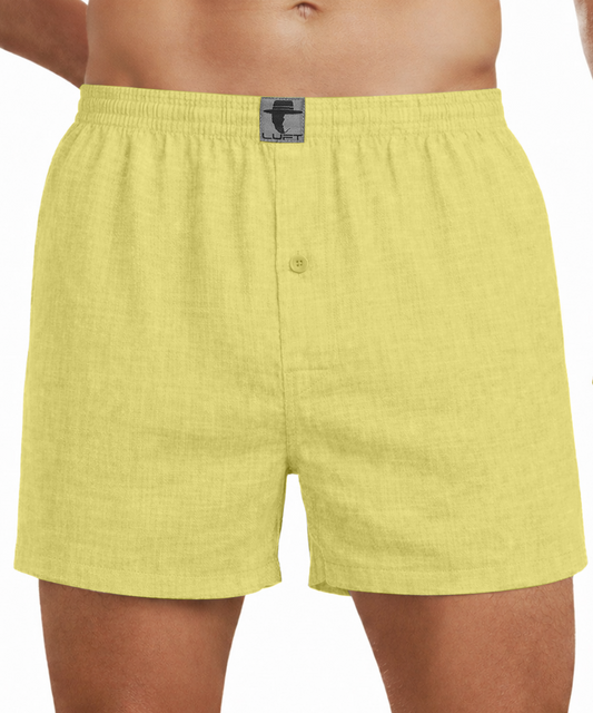 Macaroon Yellow 100% Linen Mens Boxer Shorts