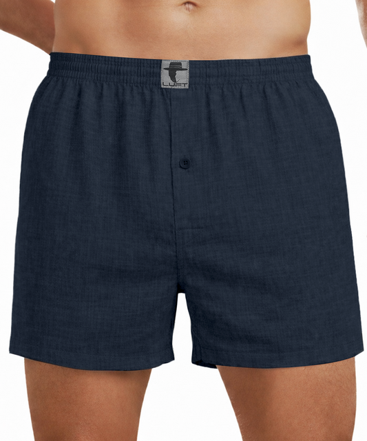 Marine Blue 100% Linen Mens Boxer Shorts