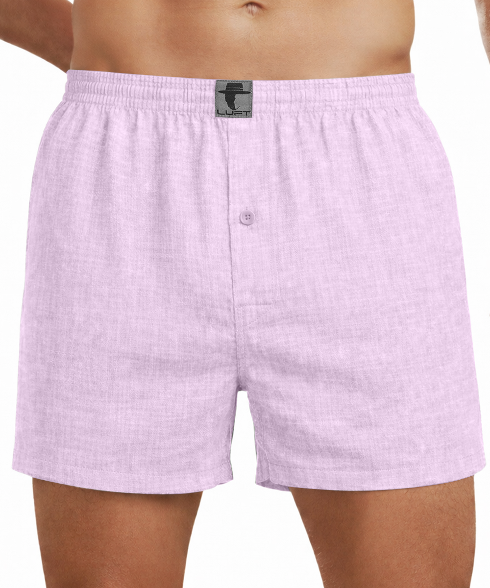 Baby Pink 100% Linen Mens Boxer Shorts