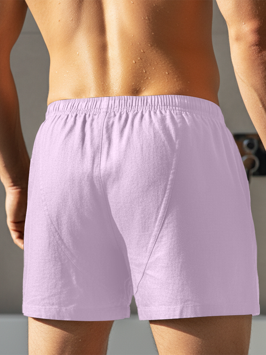 Baby Pink 100% Linen Mens Boxer Shorts