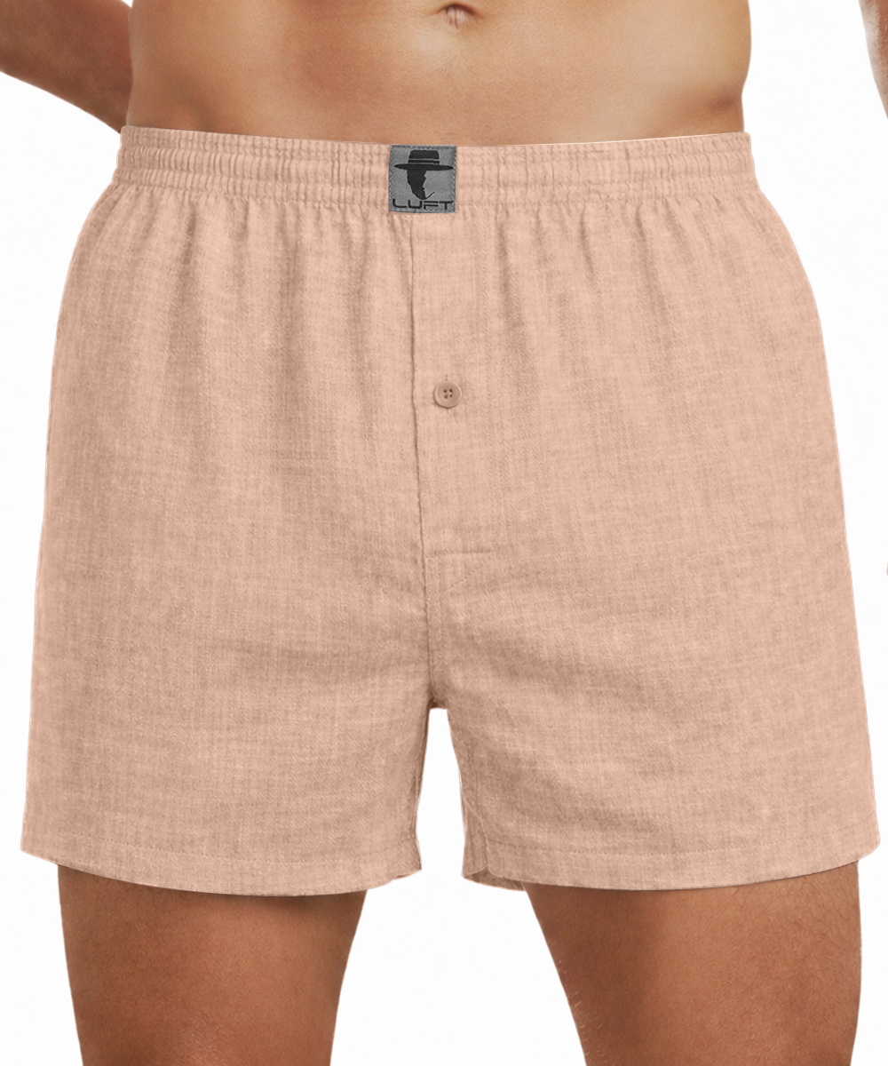 Powder Pink 100% Linen Mens Boxer Shorts