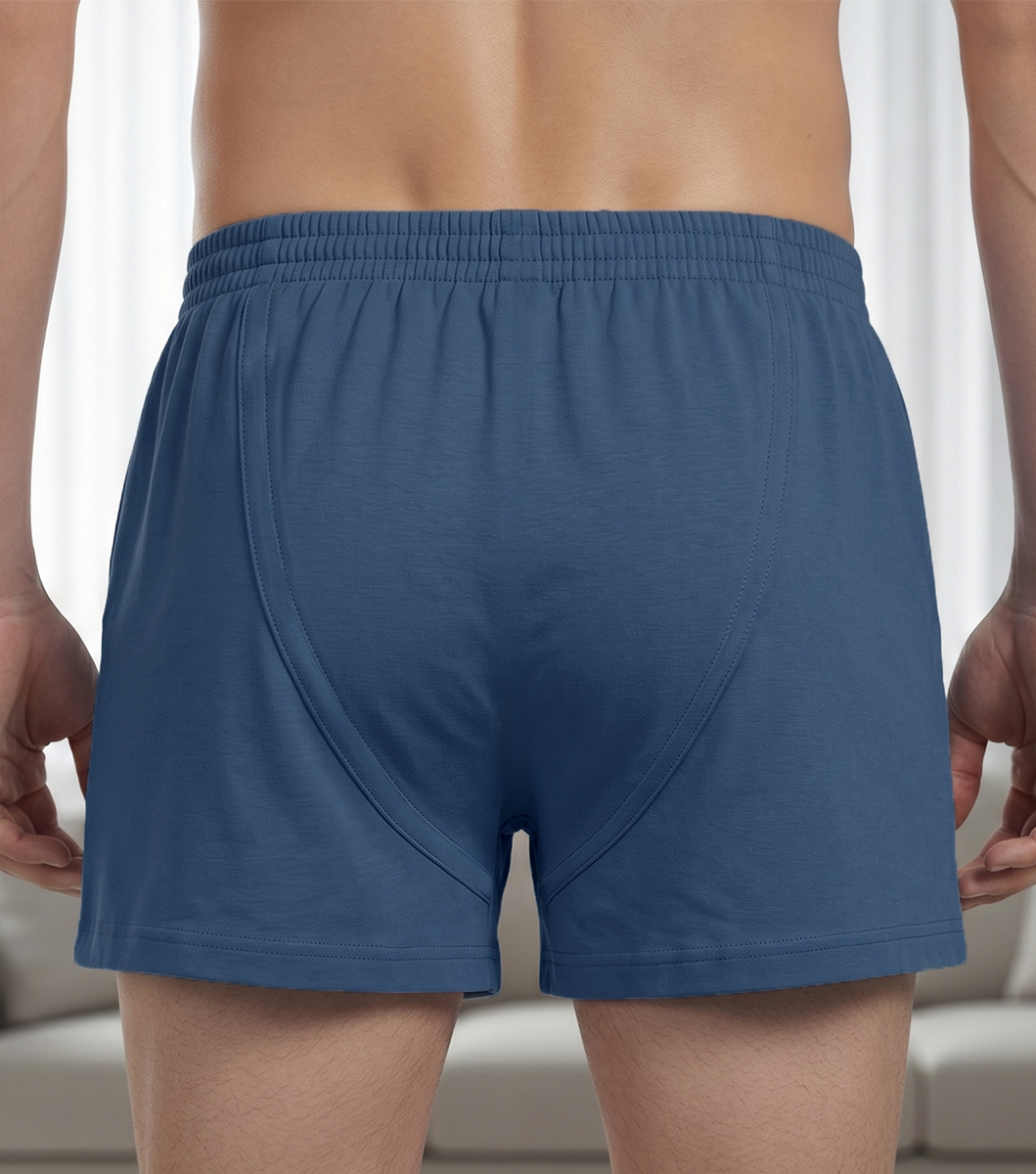 Steel Blue Cotton Jersey / Spandex Boxer Shorts