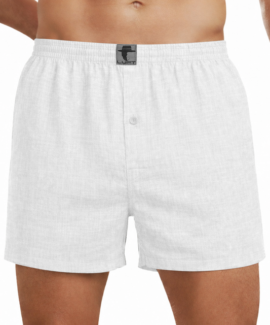 White 100% Linen Mens Boxer Shorts